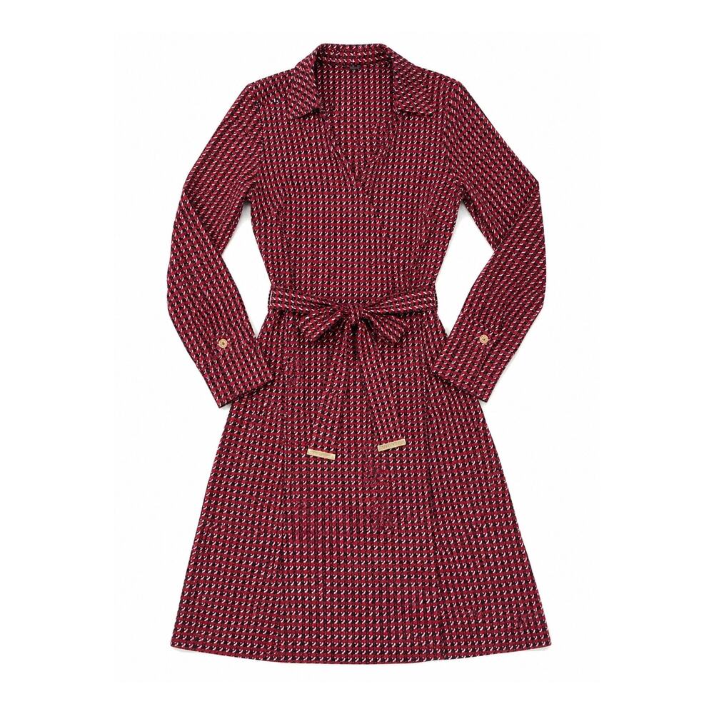 Tommy Hilfiger Dress SP Small Petite Red Geometric Workwear Business Casual NWT